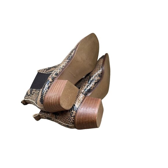 Steve Madden Snake-Print Leather Chelsea Boots Size 8 Elastic Side Panels - Picture 7 of 11